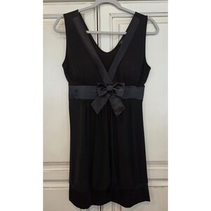 Vtg Taboo Black Party Dress Women's‎ Med Lg Bow V Neck 90s Y2k